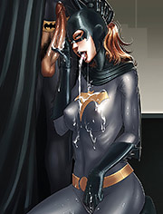 Batgirl swallows a load of Batman’s cum