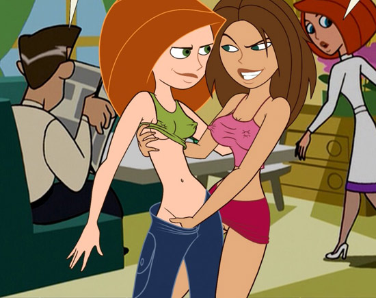 Kim Possible and Bonnie Rockwaller caressing