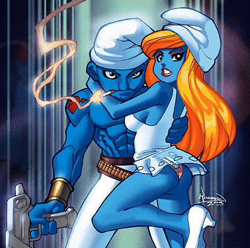 Smurfette and Grouchy before sex