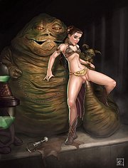 Hot girlie Leia banged by fat ugly alien Jabba