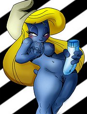 Smurfette playing with dildo