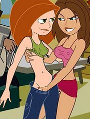 Kim Possible and Bonnie Rockwaller caressing