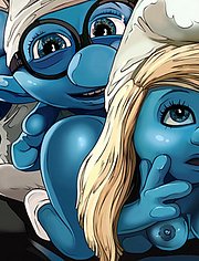 Smurfette and two guys relaxing