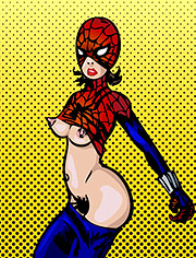 Horny Spiderwoman poses naked