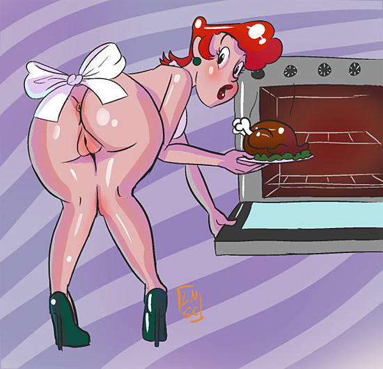 Dexter’s Mom stripping in kitchen